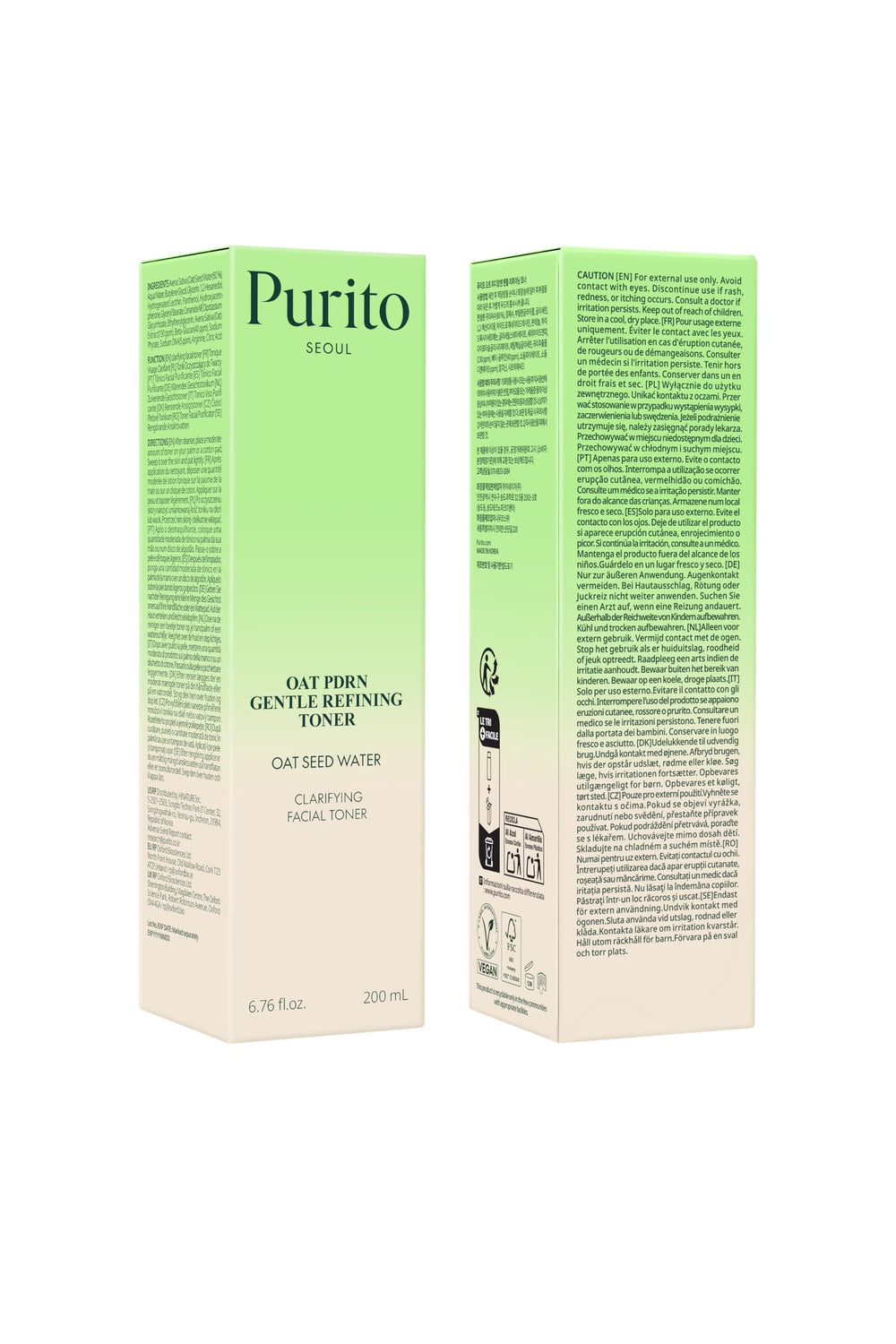 Purito tonique avoine PDRN — usage matin et soir pour préparer la peau.