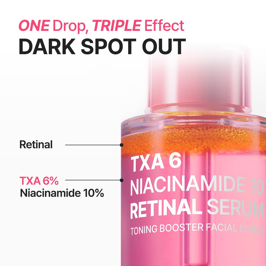 Purito TXA6 goutte-serum: application précise sur le visage pour absorption rapide.