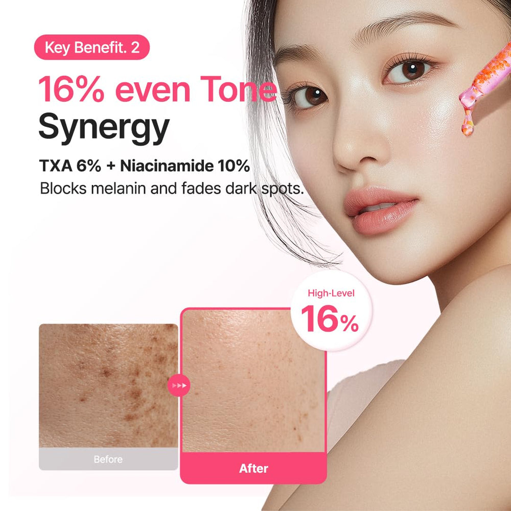 Purito TXA6 rituel matin et soir, utilisation flexible pour peau homogène.