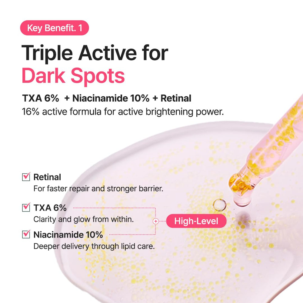 Purito TXA6 texture sérum soyeuse pour peau lumineuse et hydratée.