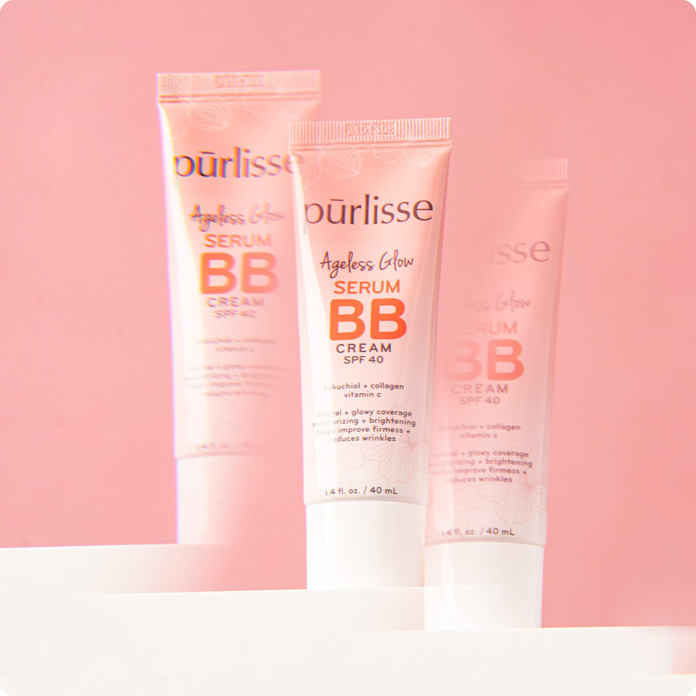 Pūrlisse Ageless Glow couvre légèrement rougeurs et taches avec éclat.
