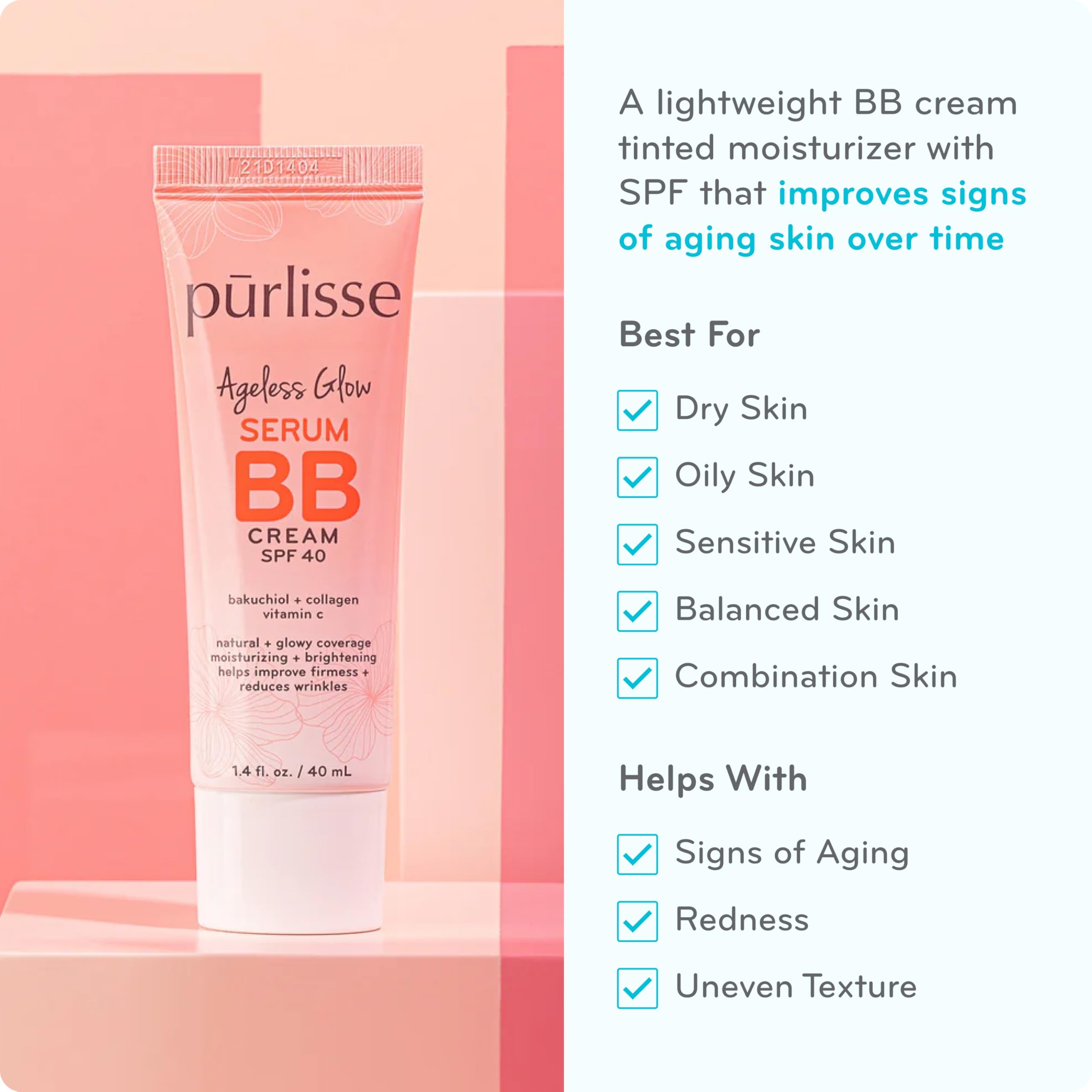 Pūrlisse BB Cream teinte moyenne, texture lumineuse et couvrance naturelle.