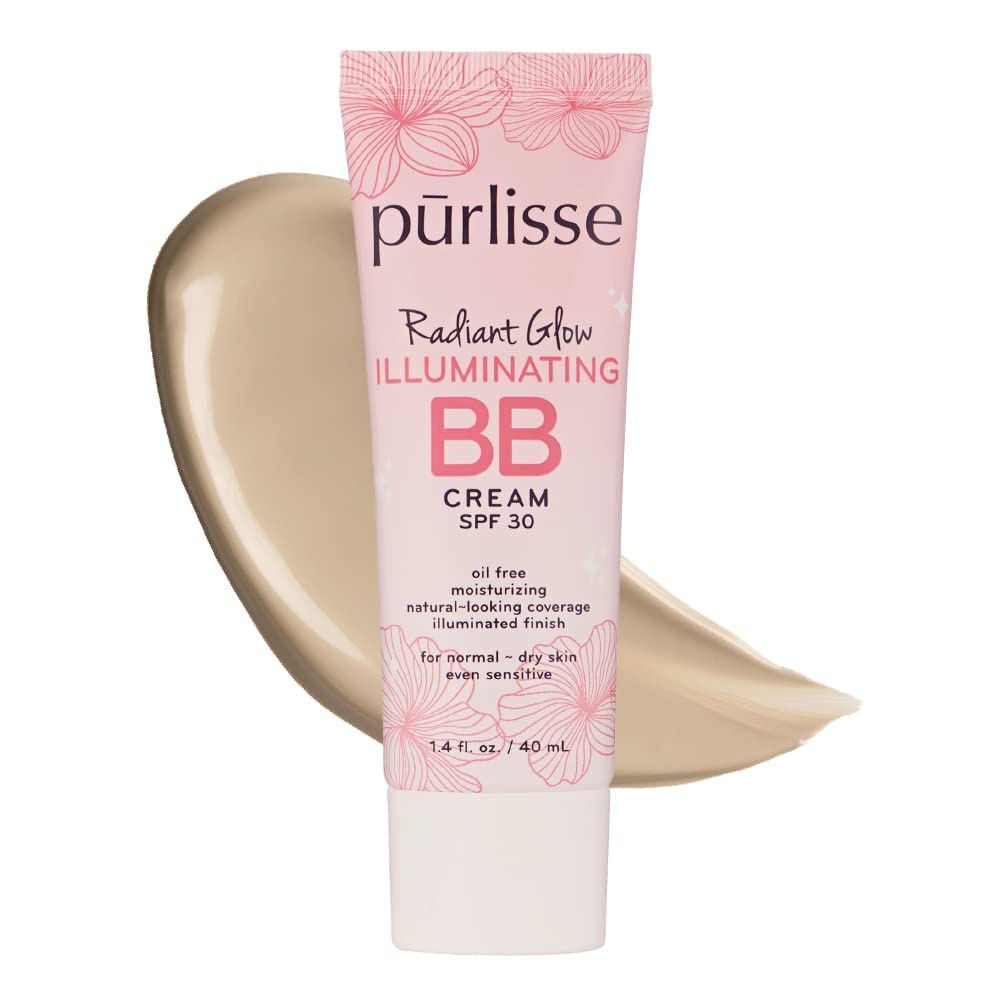 Purlisse Radiant Glow BB Cream en flacon, éclat lumineux et hydratation légère.
