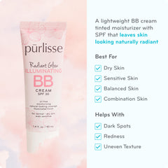 Texture lumineuse de Pūrlisse Radiant Glow BB Cream pour un teint unifié.