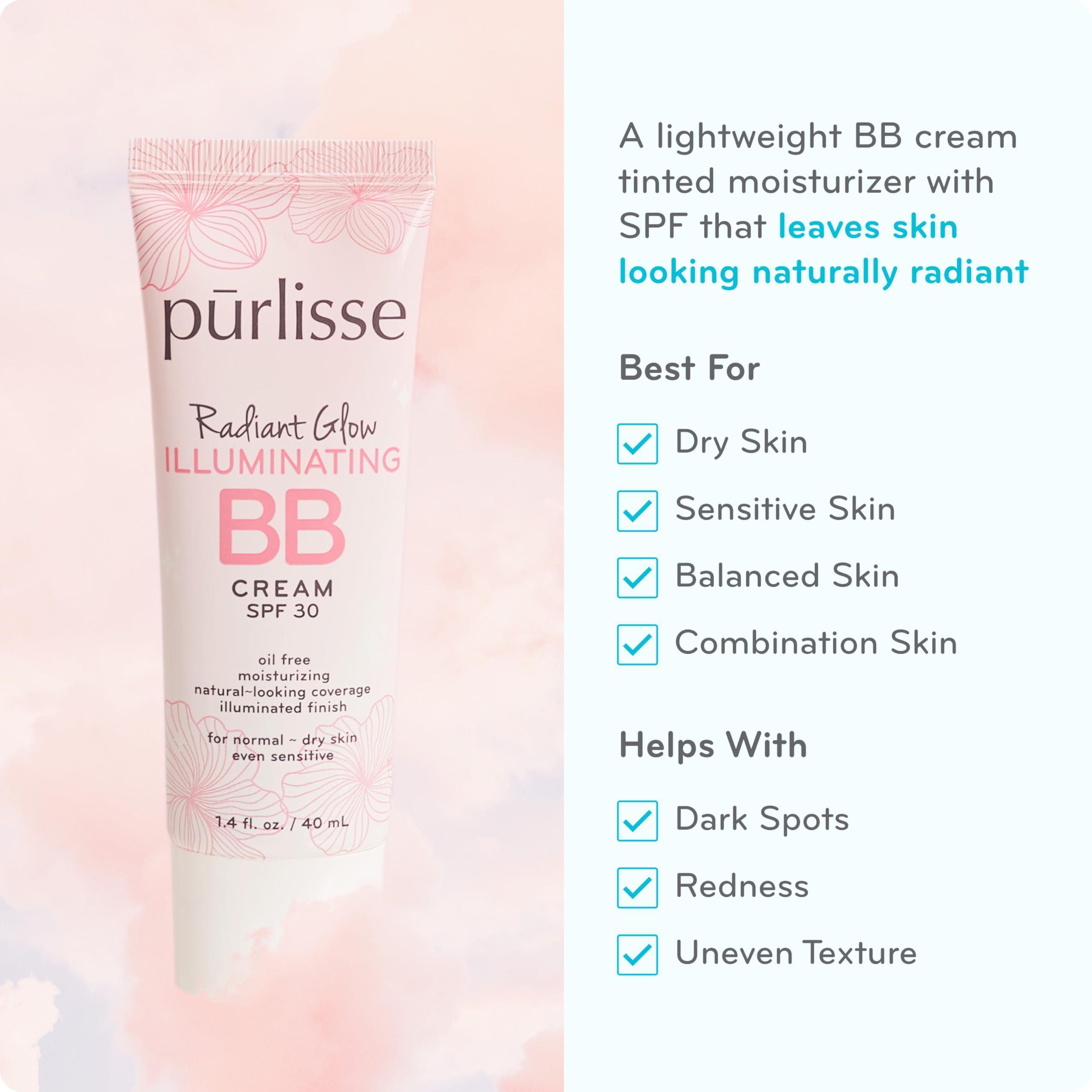 Texture lumineuse de Purlisse pour un fini frais et naturel.