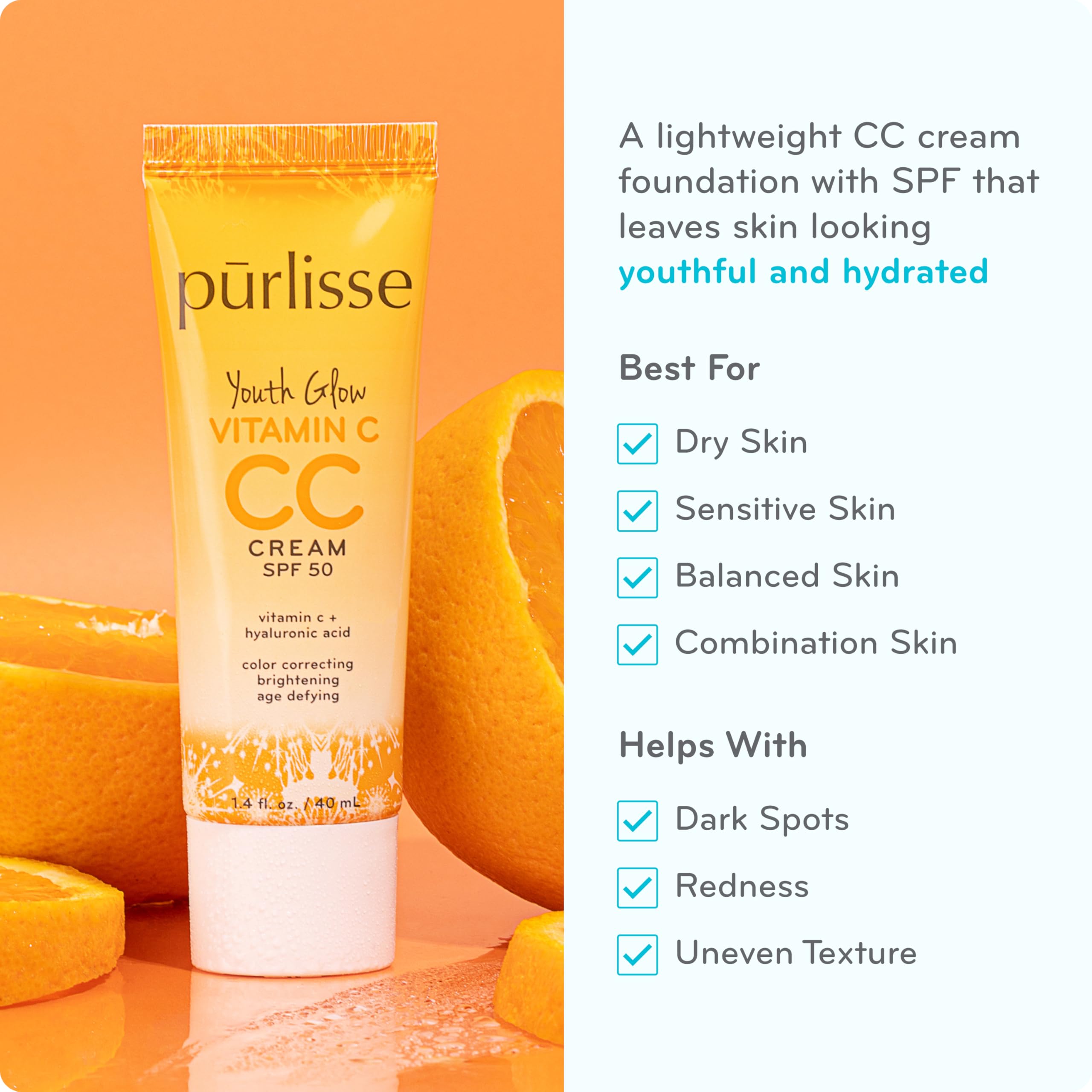 texture légère de la CC crème purlisse appliquée sur peau naturelle