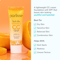 texture légère de la CC crème purlisse appliquée sur peau naturelle