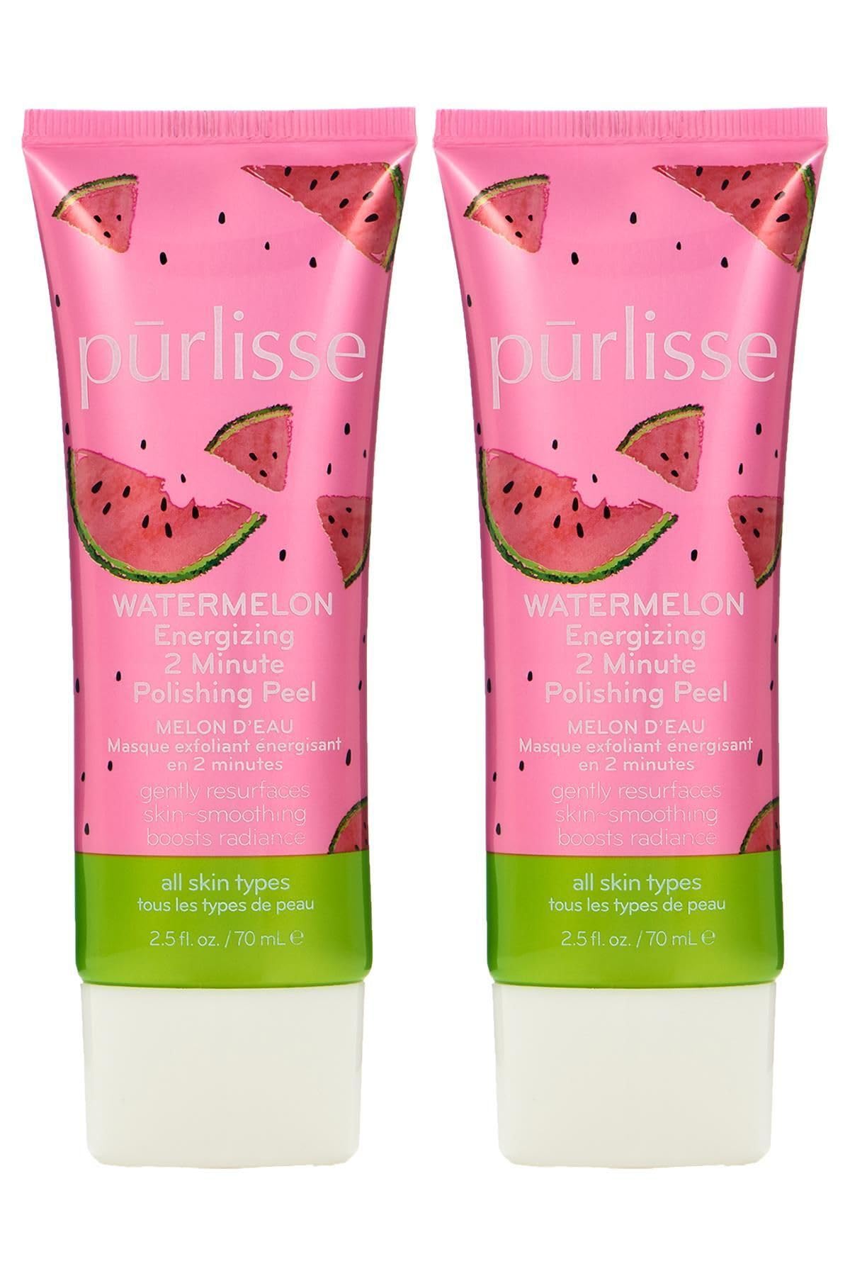 Pūrlisse Watermelon Energizing 2 Minute Polishing Peel — bouteille lumineuse, teint frais et lissé
