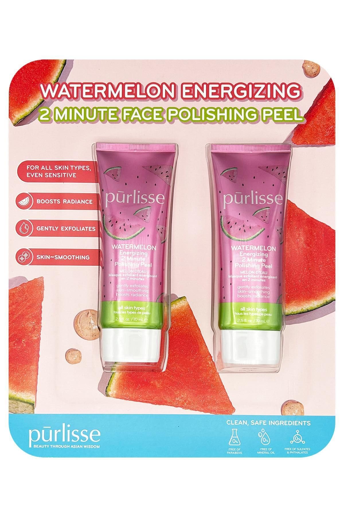 Pūrlisse Watermelon Energizing 2 Minute Polishing Peel — flacon éclat rapide en deux minutes