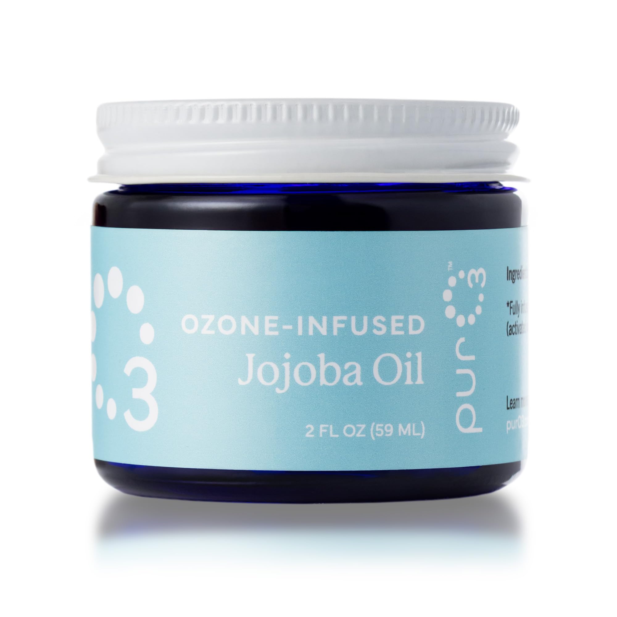 PurO3 huile jojoba ozonnee dans une bouteille, soin hydratant durable.