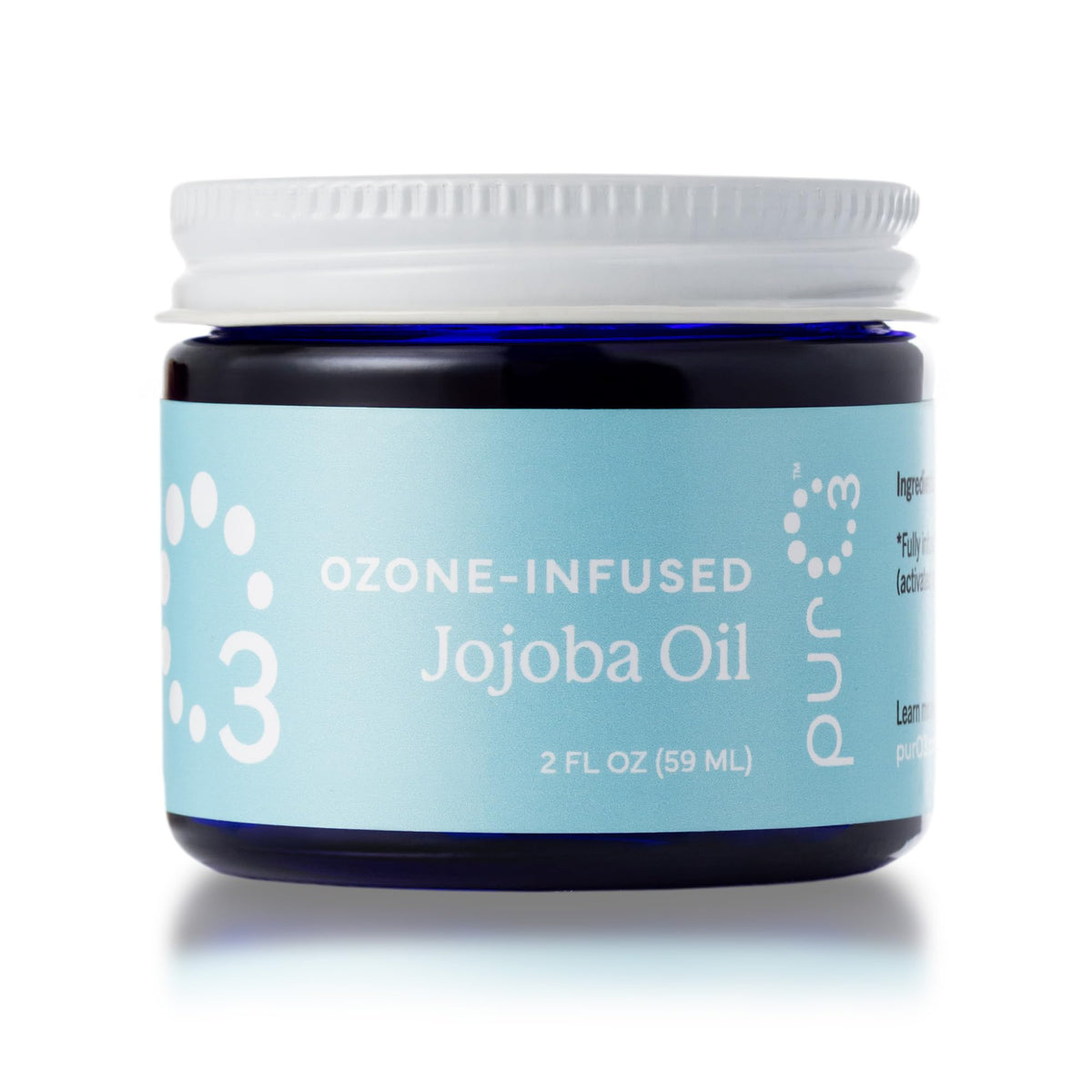 PurO3 huile jojoba ozonnee dans une bouteille, soin hydratant durable.