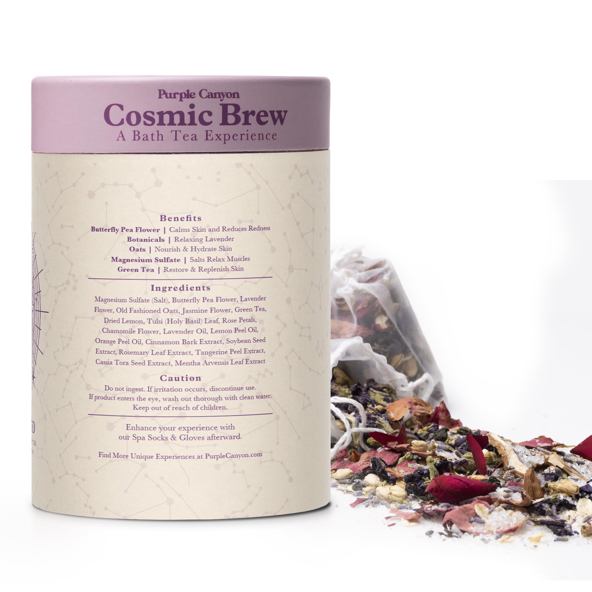 Coffret Lunar Bath Tea Purple Canyon, cadeau bien-être élégant.