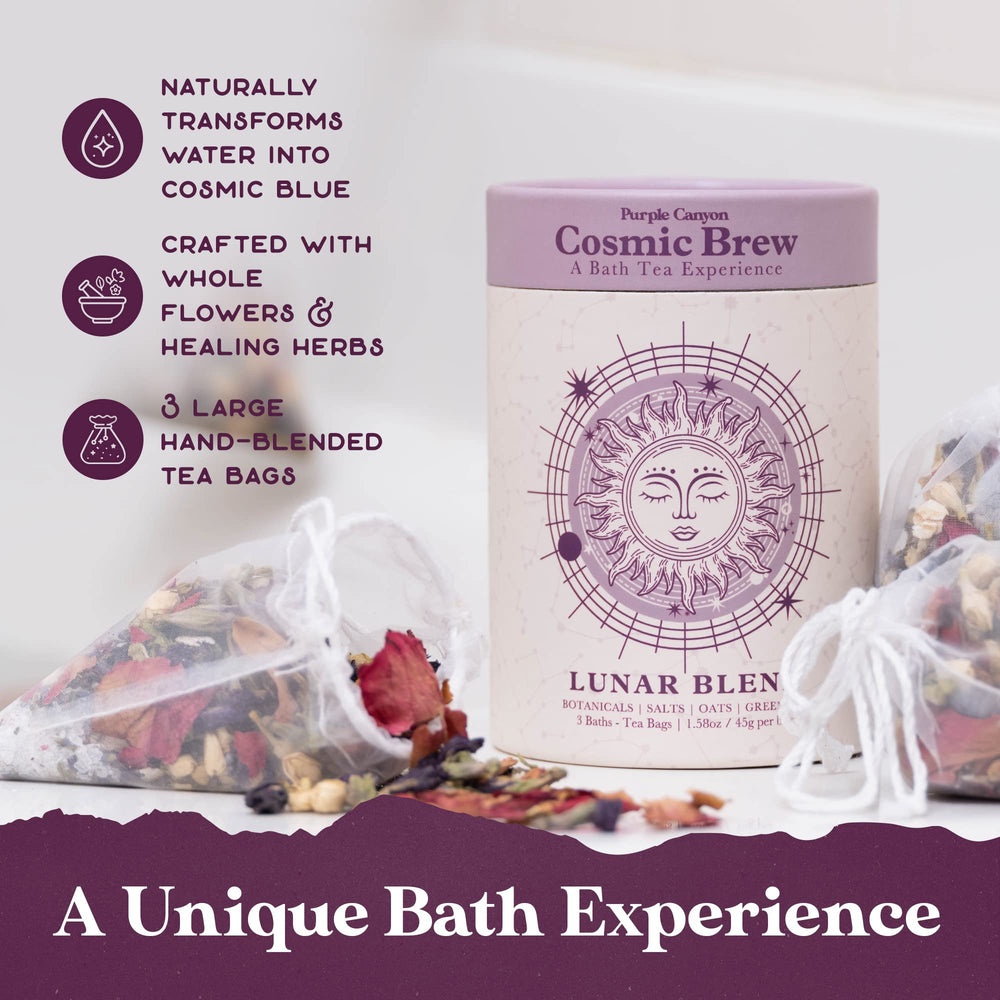 Sachets Lunar Bath Tea Purple Canyon de 45 g chacun, détente apaisante.