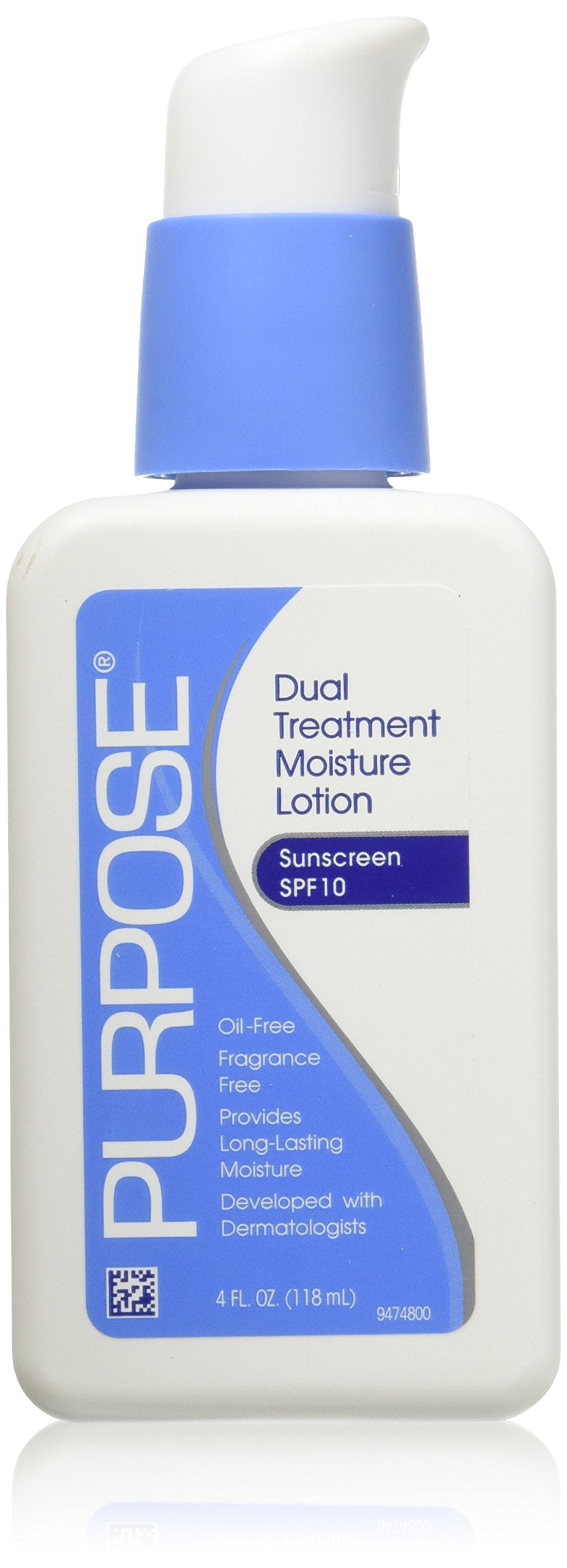 PURPOSE Lotion hydratante SPF10 en bouteille – hydratation rapide et protection solaire.