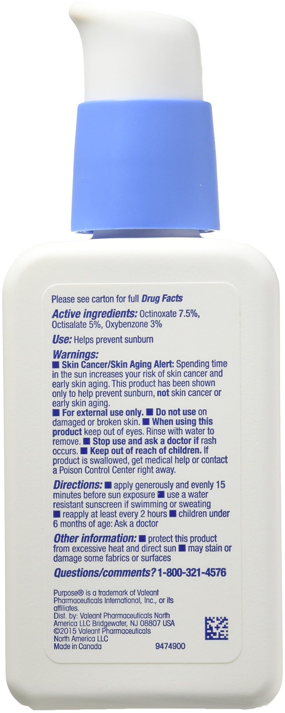 Texture légère et absorption rapide de la lotion PURPOSE SPF10.