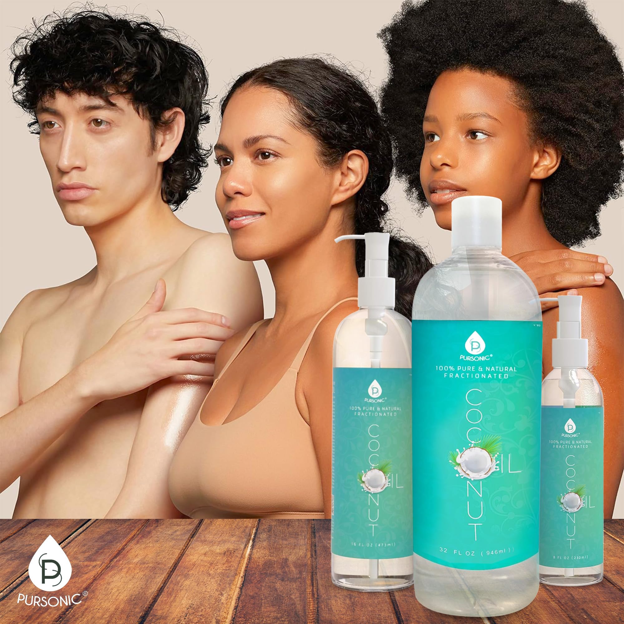 Pursonic huile coco fractionnée hydrate le corps sans effet gras.