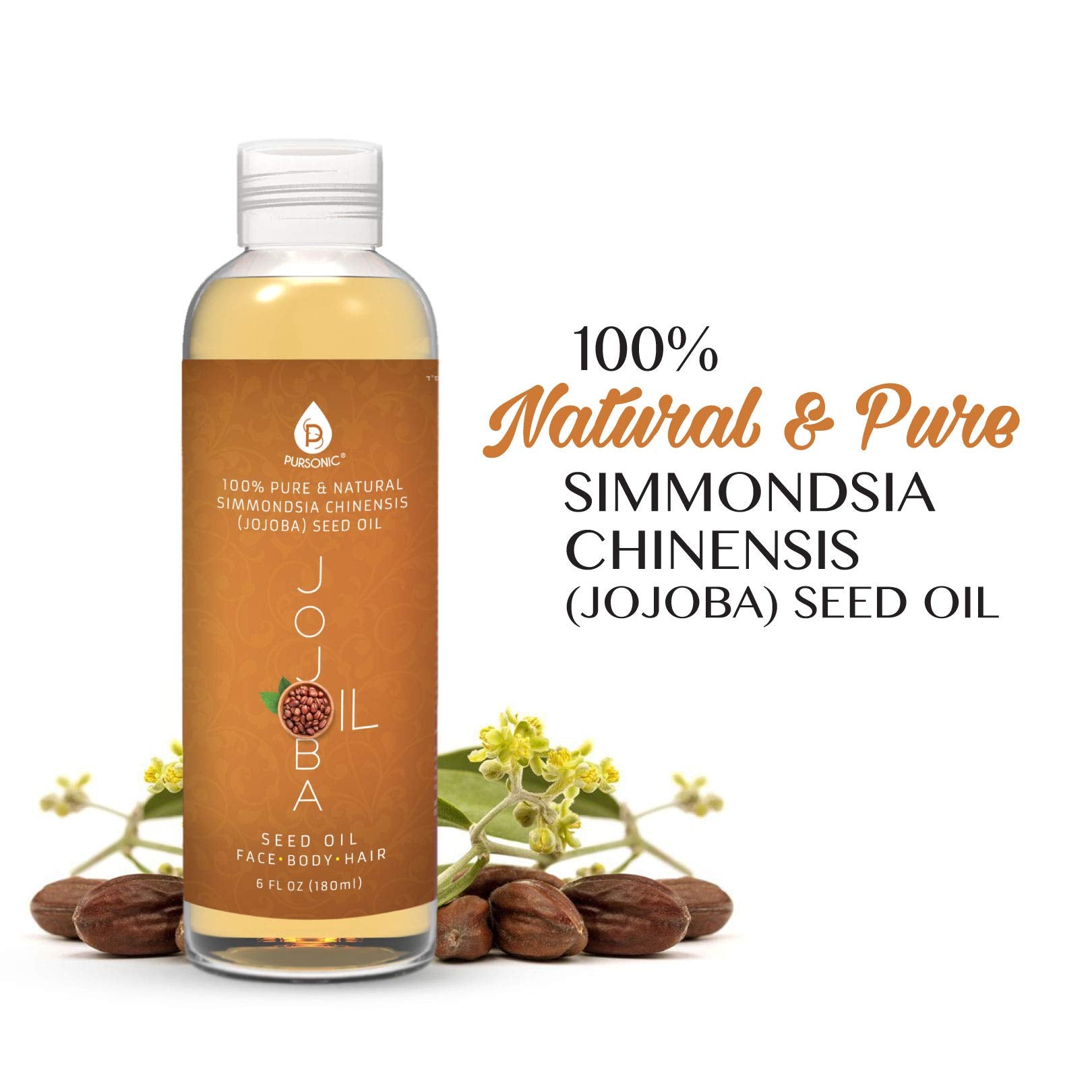 Pursonic huile jojoba dorée – application sur peau pour une hydratation équilibrante.