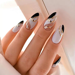 Ongles à bout français Puyokinm – Almond medium: effet chic durable.