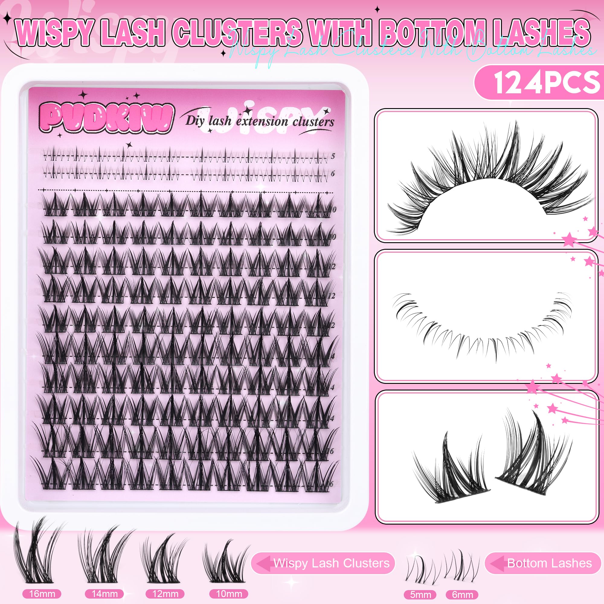 PVDKIW kit extension cils 10-16 mm pour différents looks.