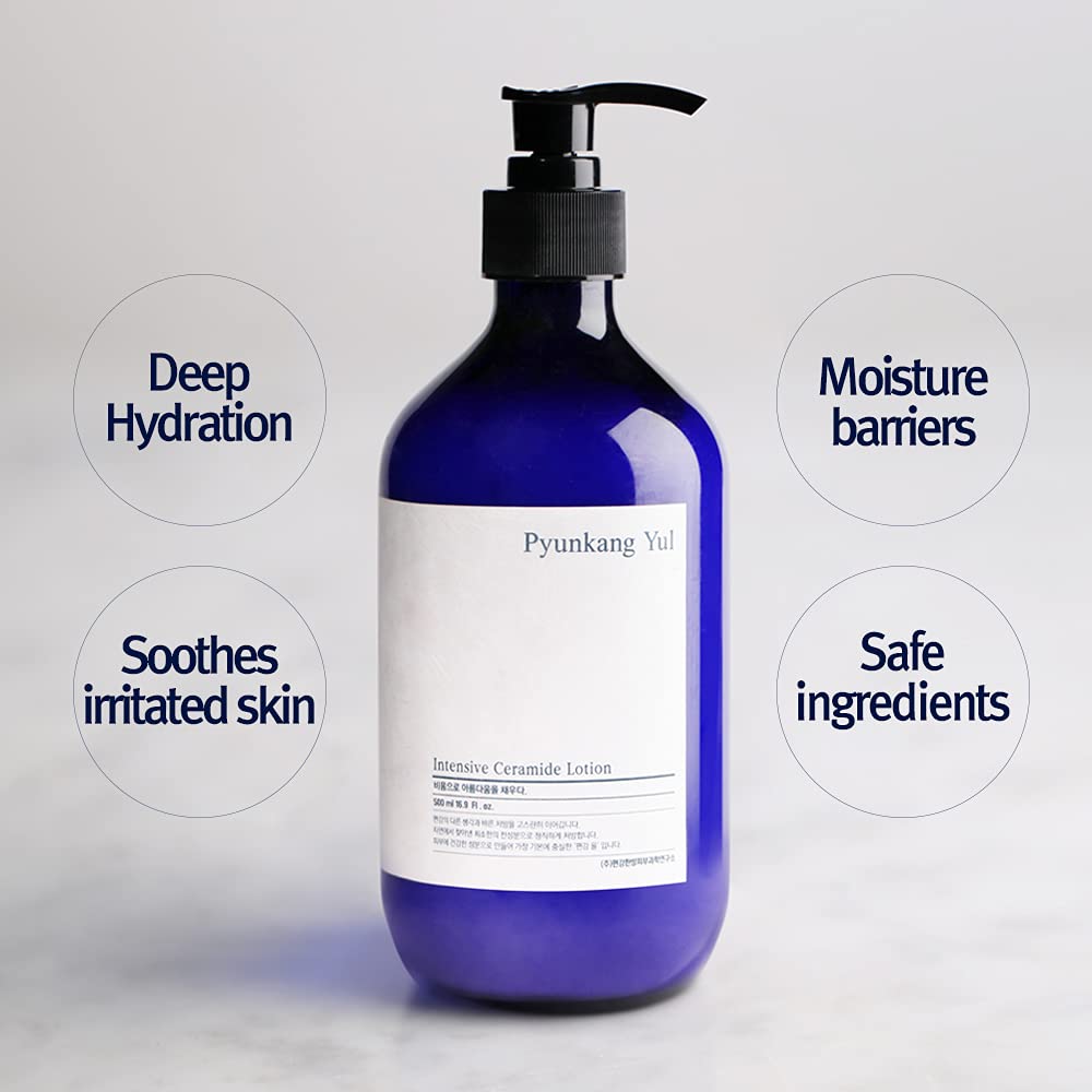 Pyunkang Yul Intensive Ceramide Lotion: emballage épuré et informations claires sur les ingrédients.