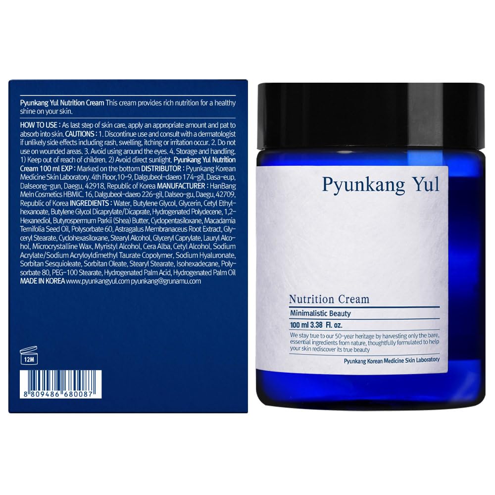 Utilisation matin et soir sur peau propre avec Pyunkang Yul Nutrition Cream.