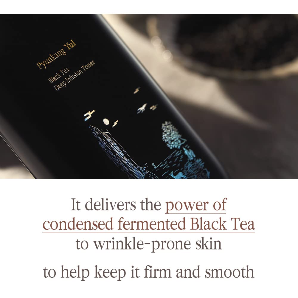 Acides hyaluroniques et céramides du Pyunkang Yul PKY Black Tea Toner pour une hydratation longue durée