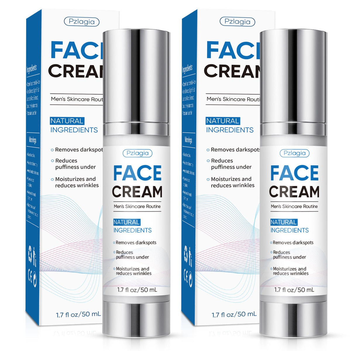 Pzlagia 6-In-1 men's face cream bottle front highlighting hydration