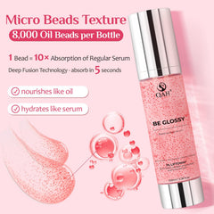 Finition éclat givré du sérum corporel QAH Be Glossy Pink.
