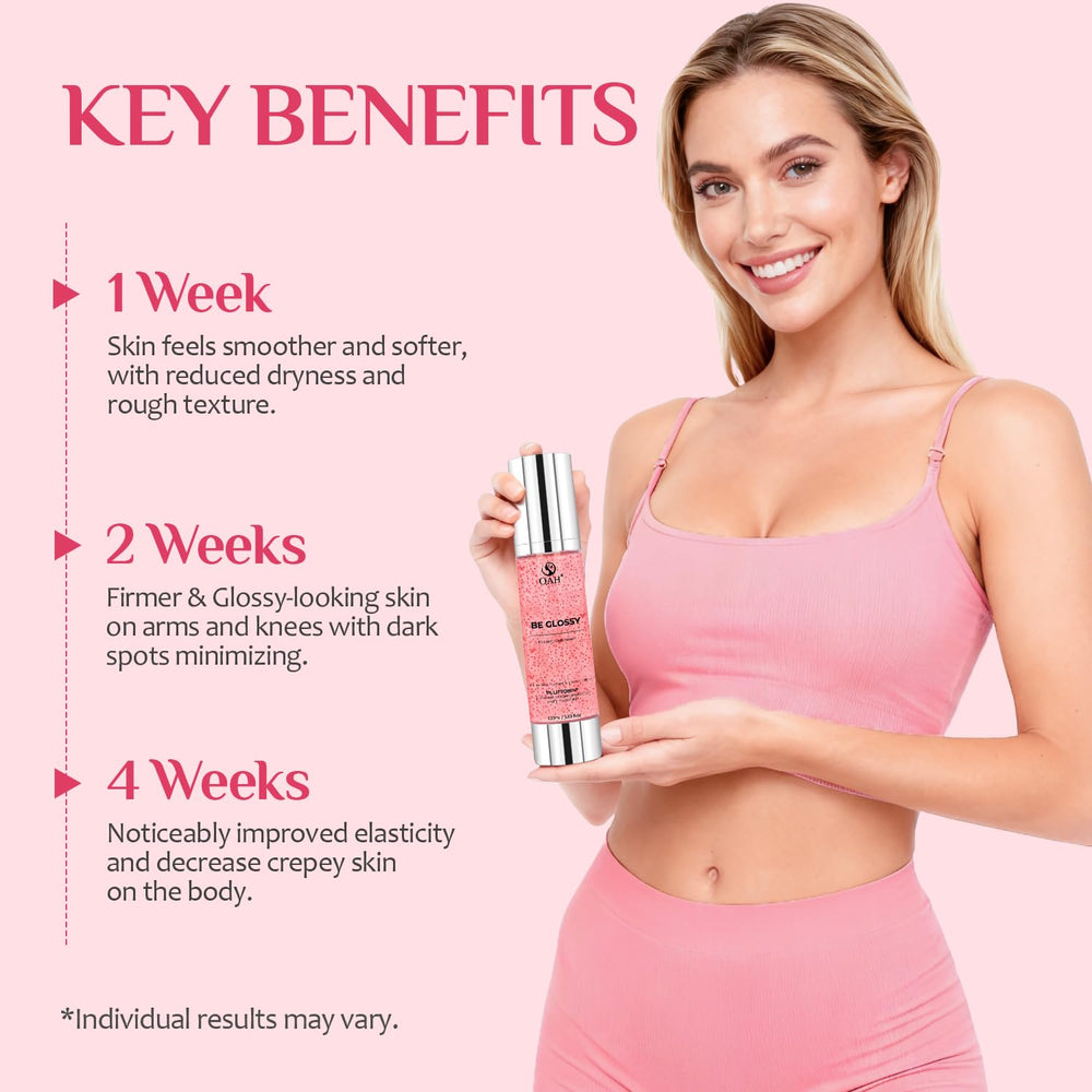Perles d’huile visibles dans le sérum QAH Be Glossy Pink pour nourrir.