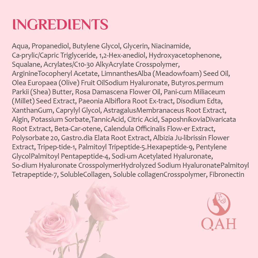 Usage quotidien du sérum corporel QAH Be Glossy Pink sur le corps.