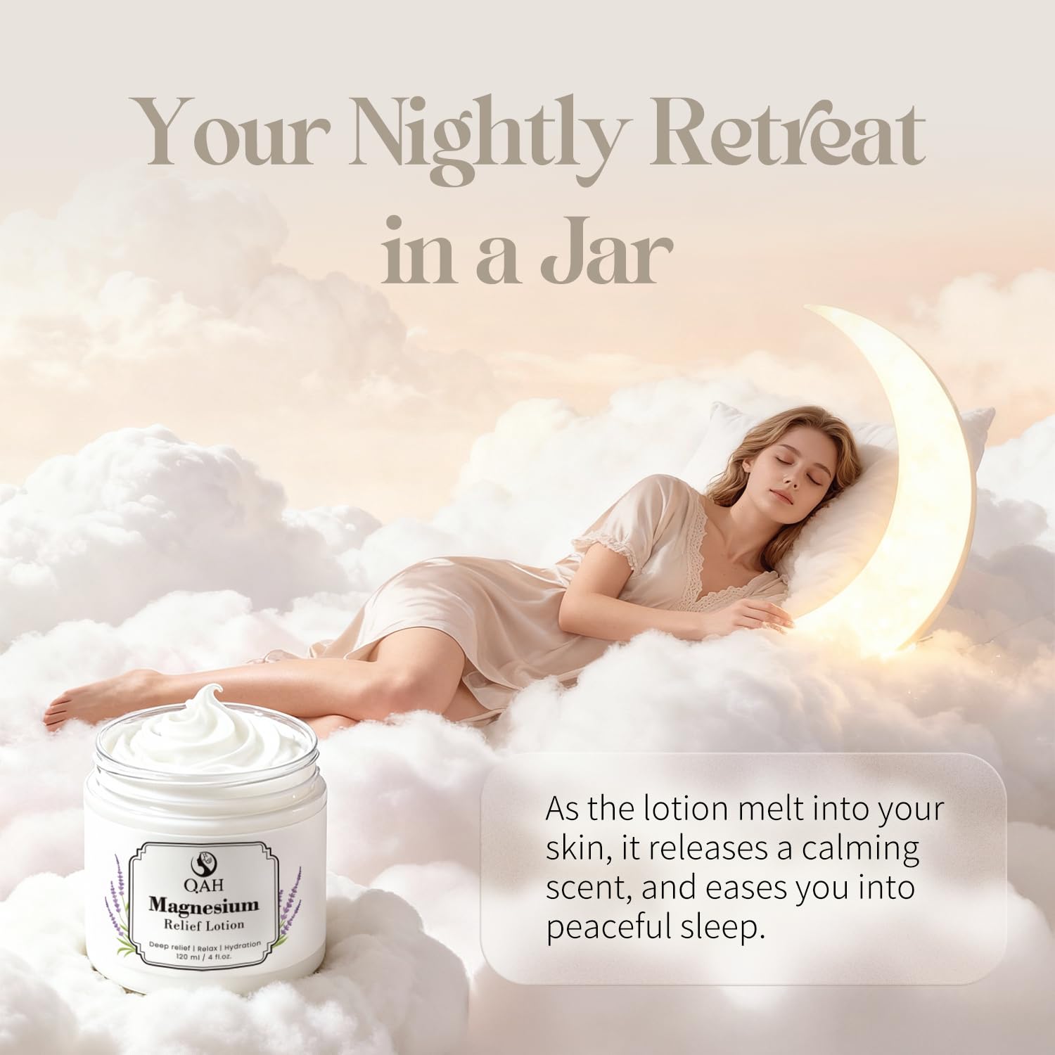 QAH Magnesium Cream for all skin types; daily use.