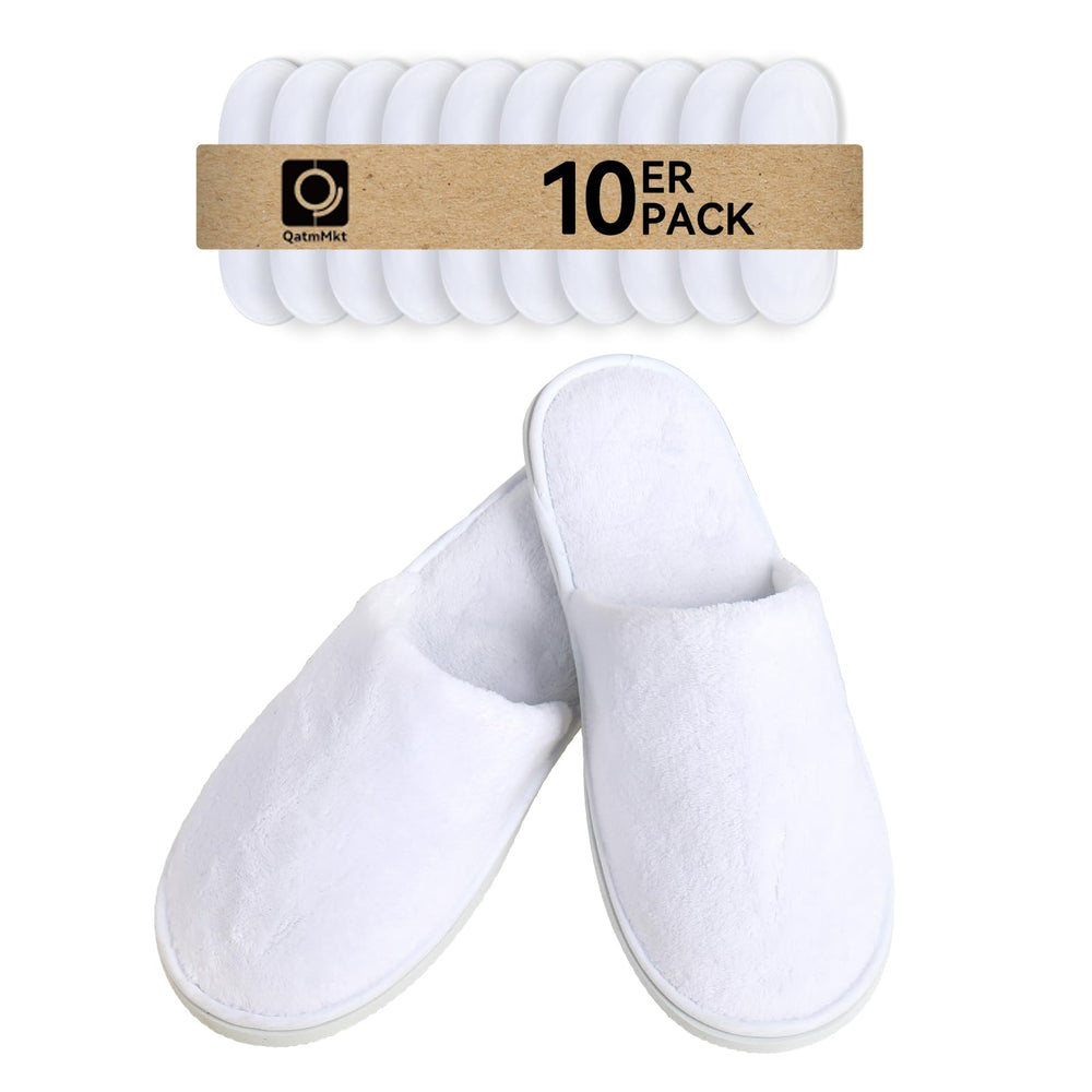 Chaussons invités QatmMkt blancs, ensemble de 10 paires, prêt à l'emploi pour vos visiteurs.