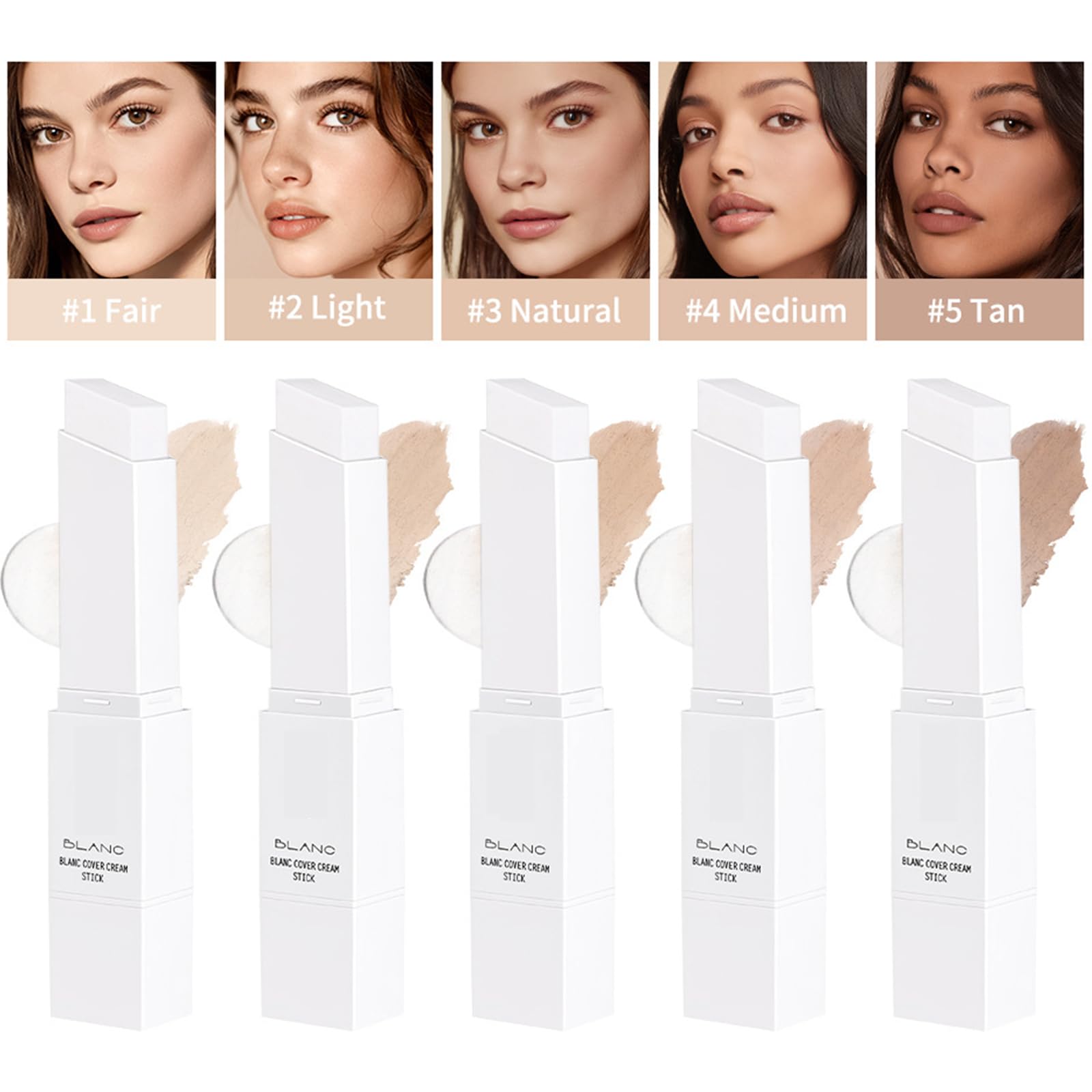 Qawnfy Bâton Blanc Cover format compact pour sac à maquillage