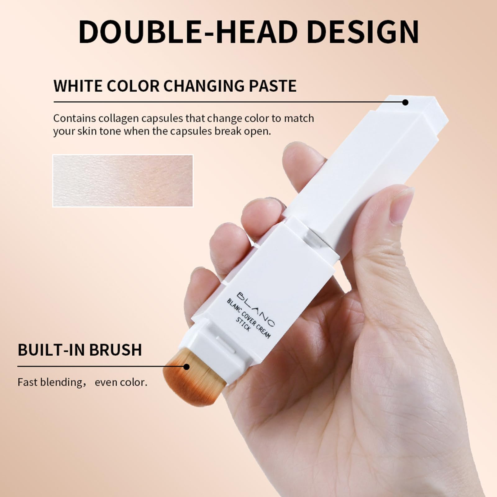Qawnfy Bâton Blanc Cover montre sa teinte naturelle adaptable
