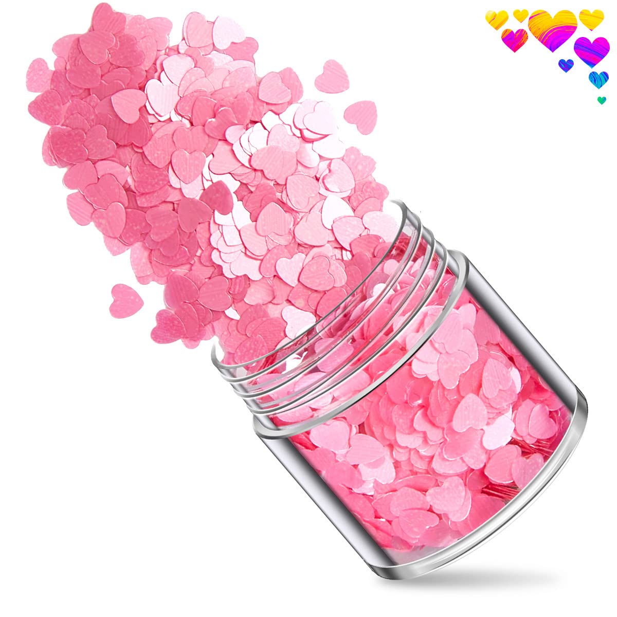 QDTK paillettes coeurs rouges arc-en-ciel pour ongles, effet iris durable.