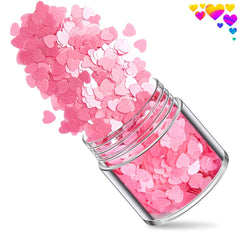 QDTK paillettes coeurs rouges arc-en-ciel pour ongles, effet iris durable.
