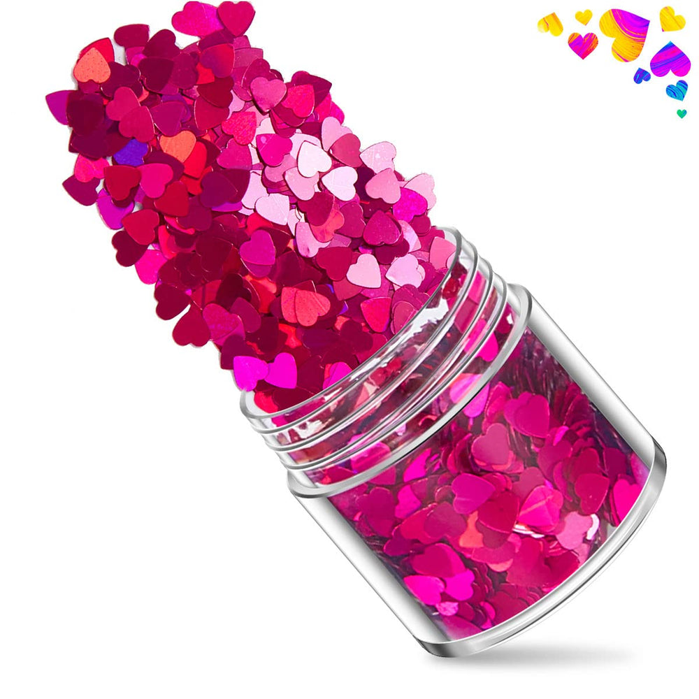 QDTK sequins coeurs rouges pour ongles, decor elegant pour nail art.