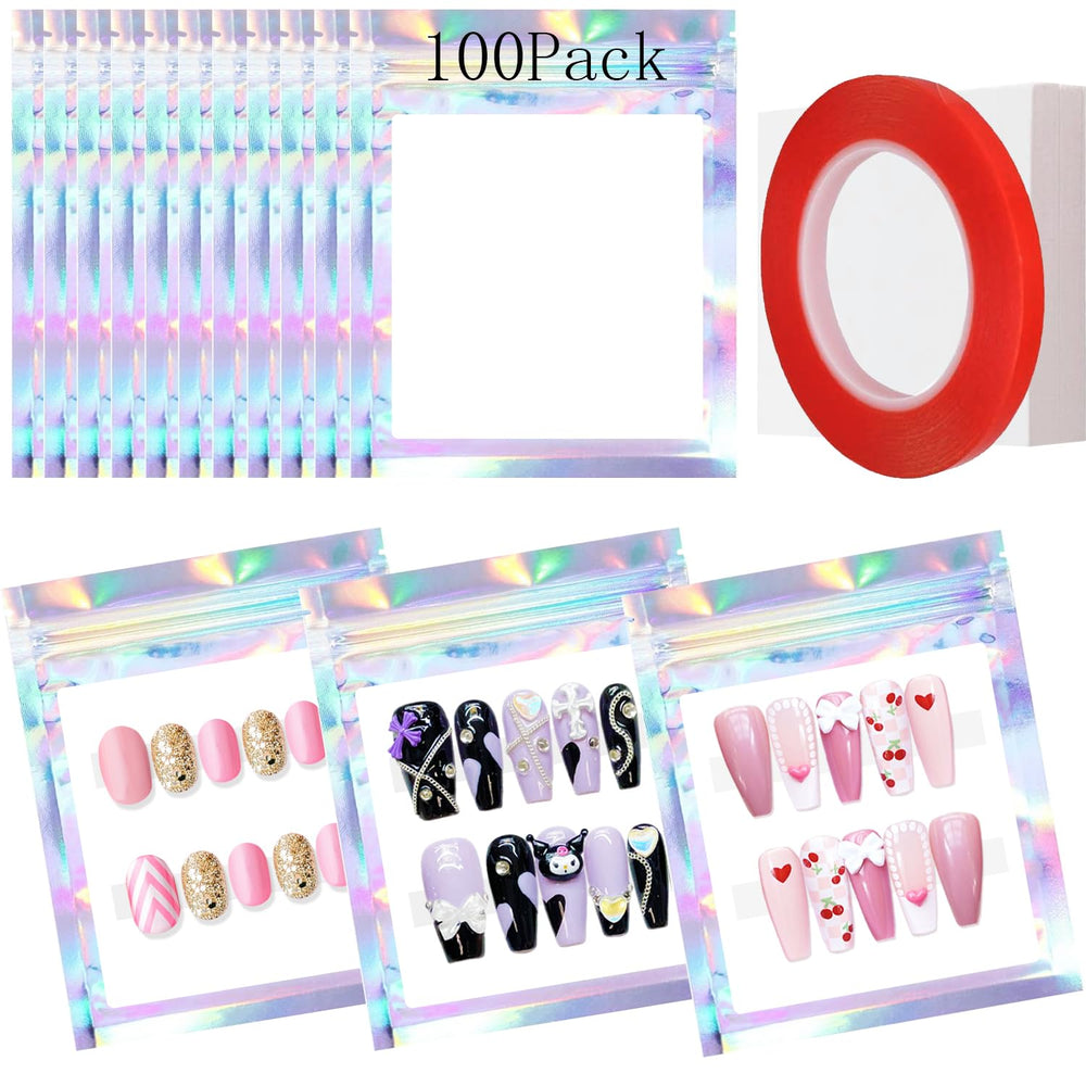 Sachets holographiques Qenk pour un rangement élégant des ongles