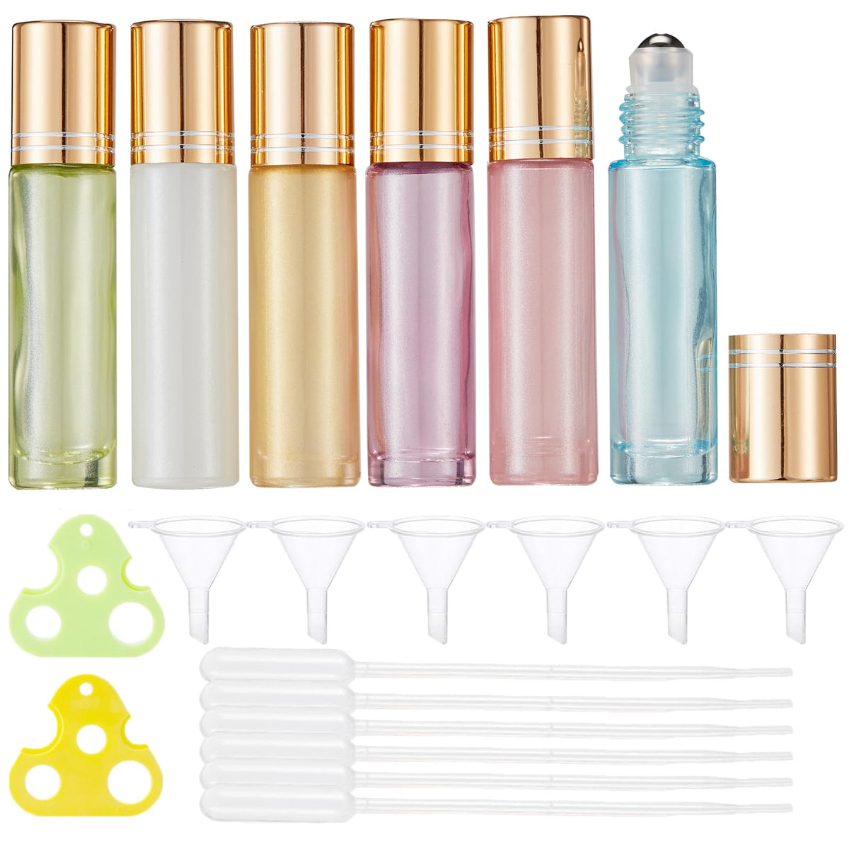 Bouteilles Qeuly roll-on 10 ml en couleur variée pour aromathérapie et parfums.