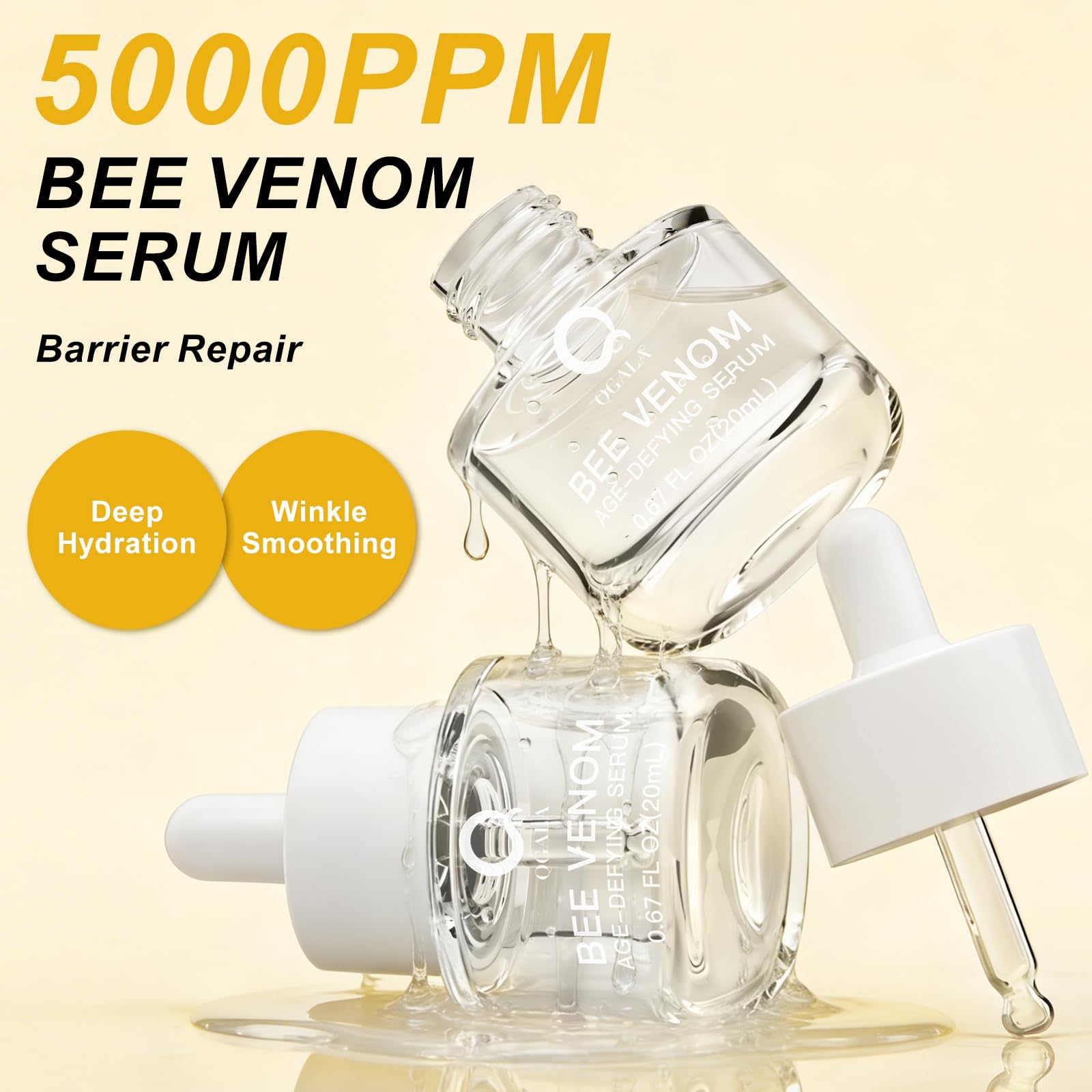 Texture fluide du sérum Qgala favorisant une absorption rapide.