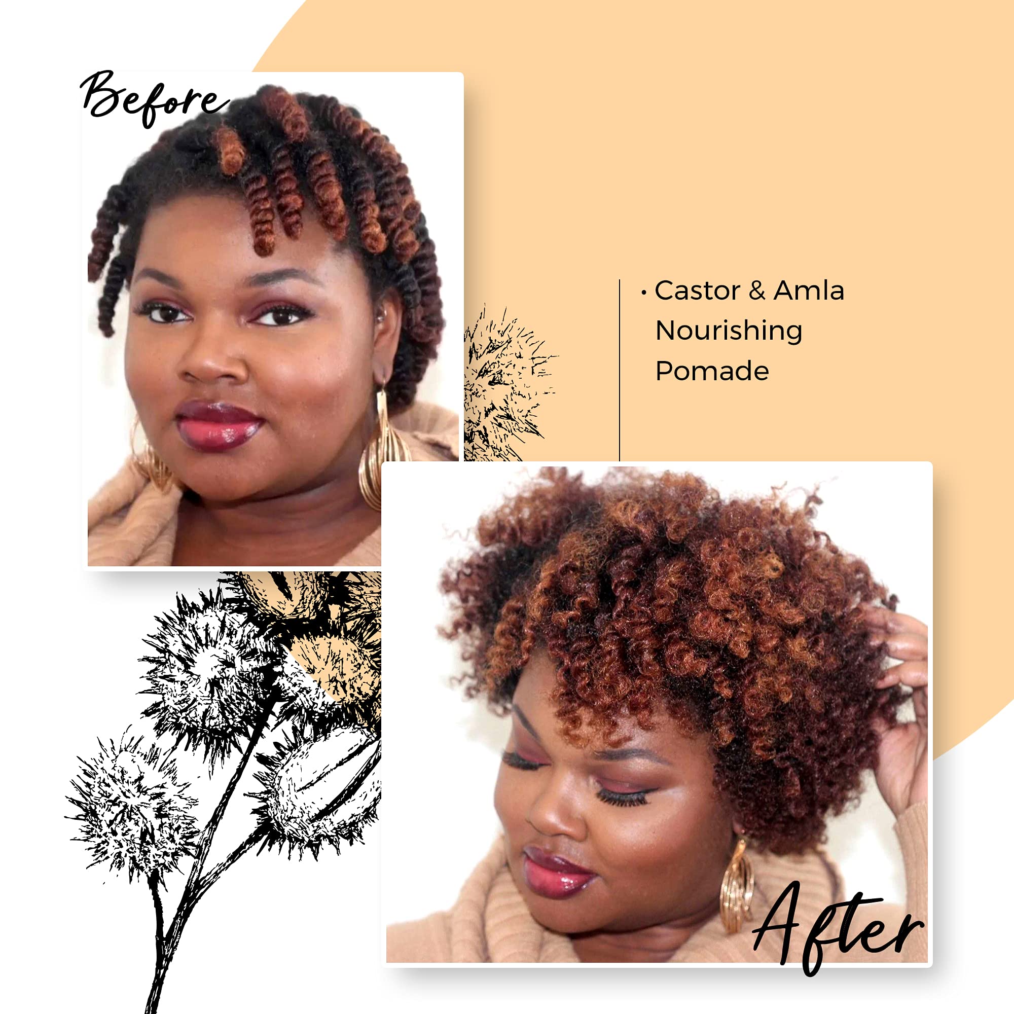 High-porosity 4C hair benefits from moisturizing Castor and Amla pomade.