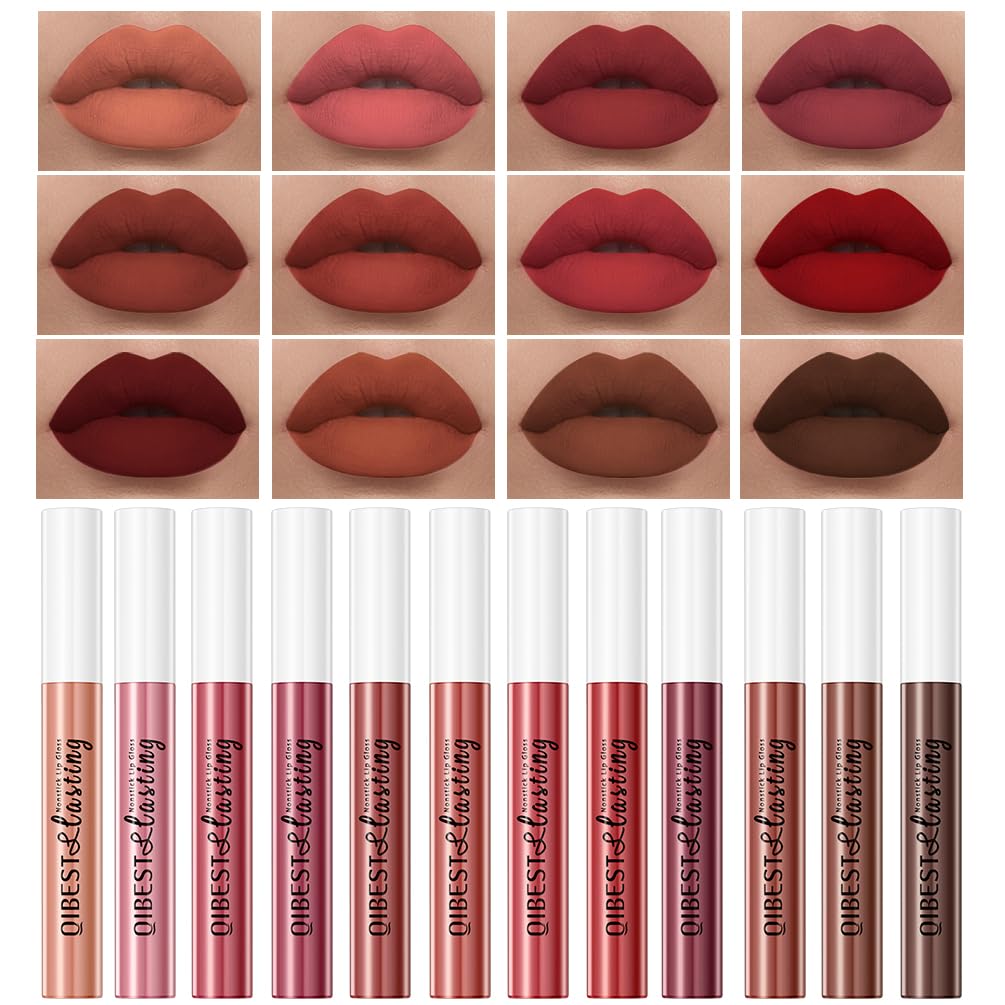 QiBest rouge à lèvres matte, 12 teintes variées pour toutes les occasions.