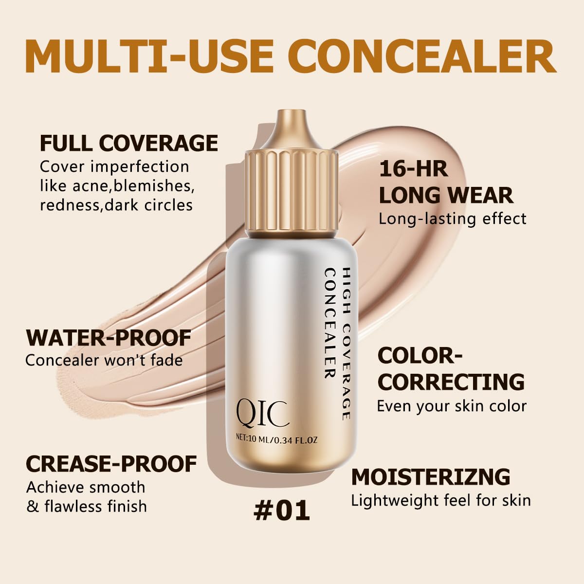 Correcteur hydratant QIC pour imperfections camoufle rougeurs et traces sans effet cakey.