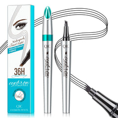 QIC Crayon sourcils Microblade 4 pointes noir, tracé réaliste et durable.
