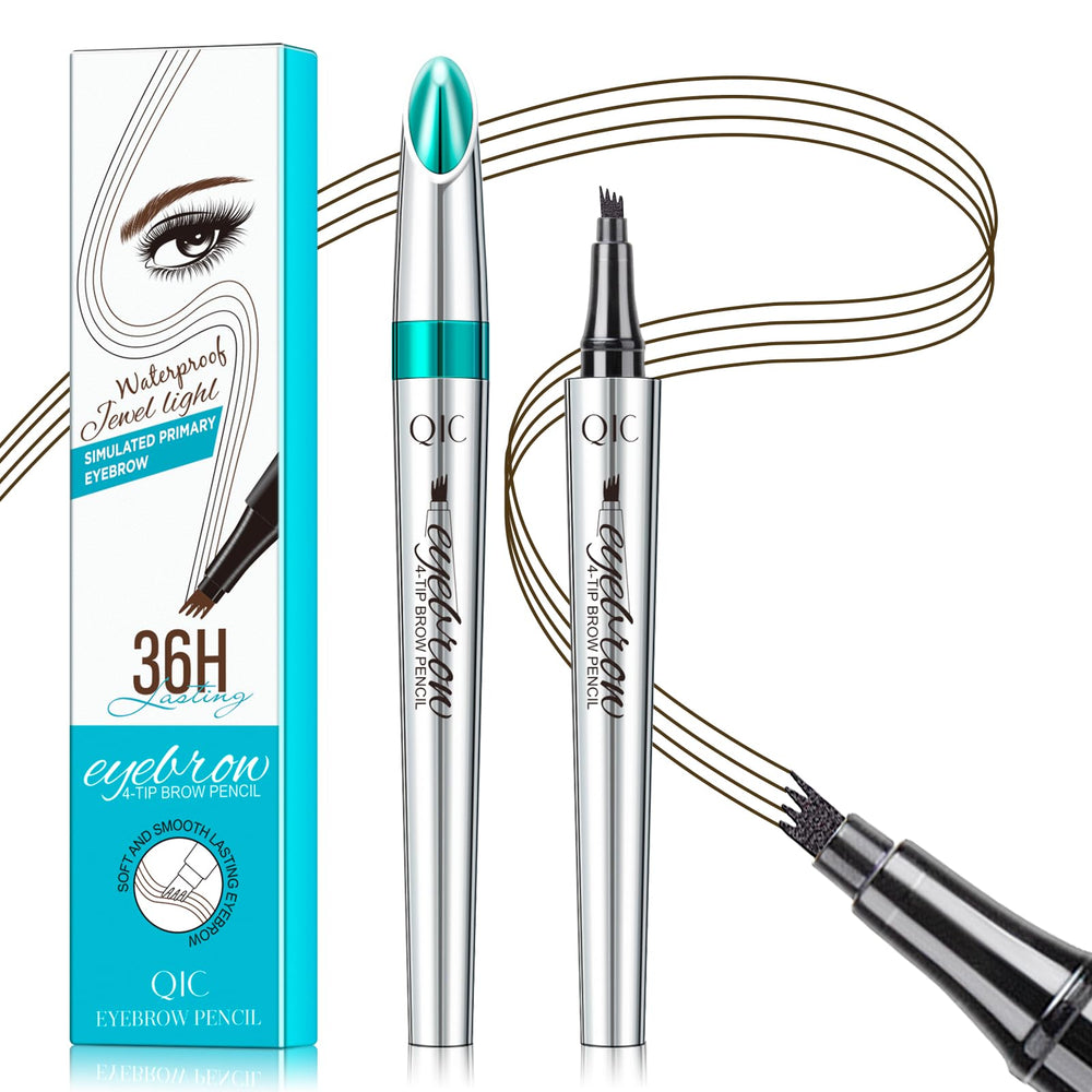 Crayon QIC sourcils avec microblade 4 pointes pour des traits réalistes.