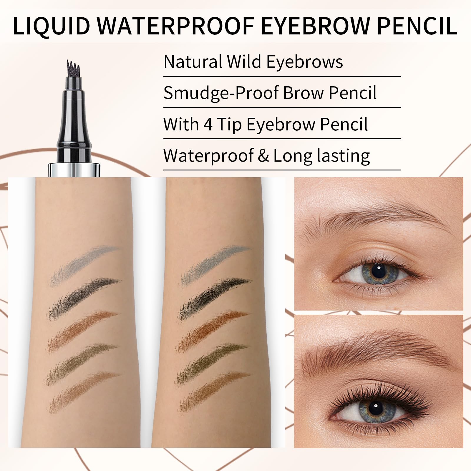 QIC crayon sourcils longue tenue résistant à l’eau et à la sueur.