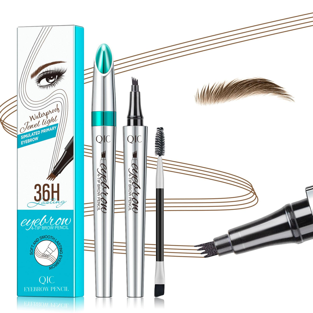 QIC Sourcils — pinceau microblading quad-tip pour des traits réalistes et définis.
