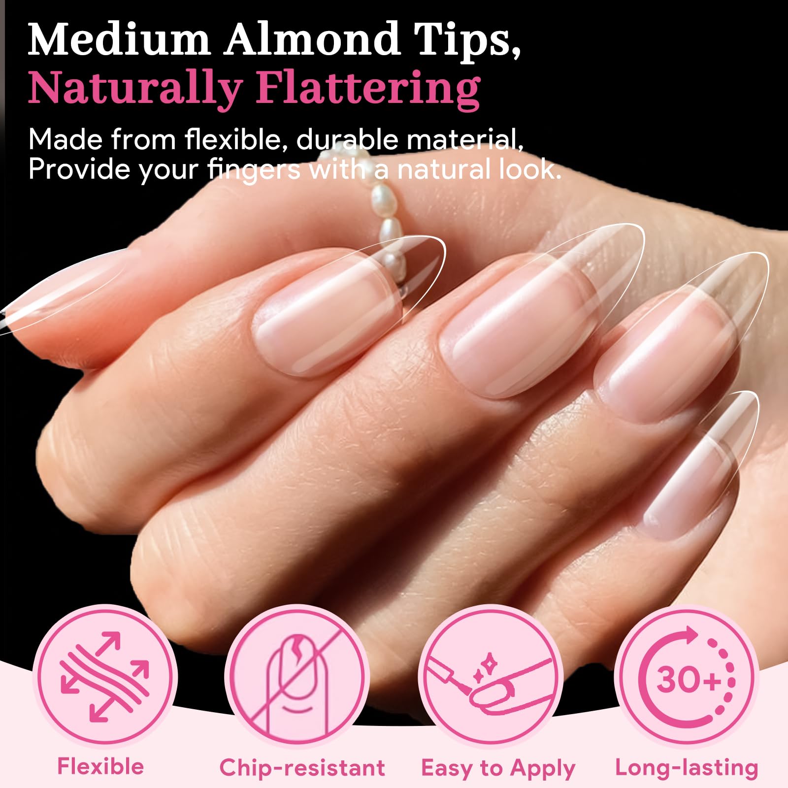 QIEK: intérieur mat pour un collage facile sur l'ongle naturel.