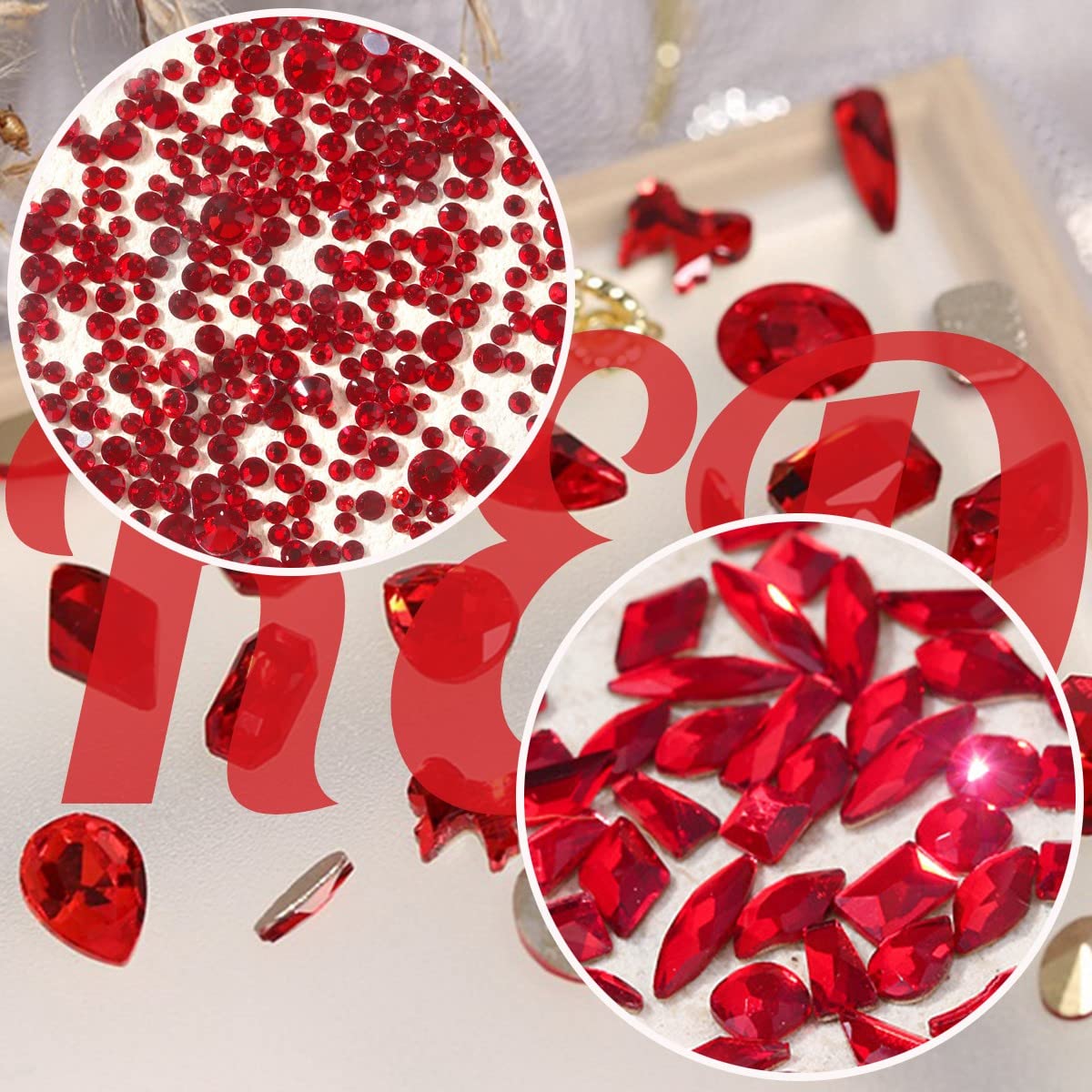 Qiipii K9 verre rouge flatback, facile à fixer sur ongles naturels et artificiels