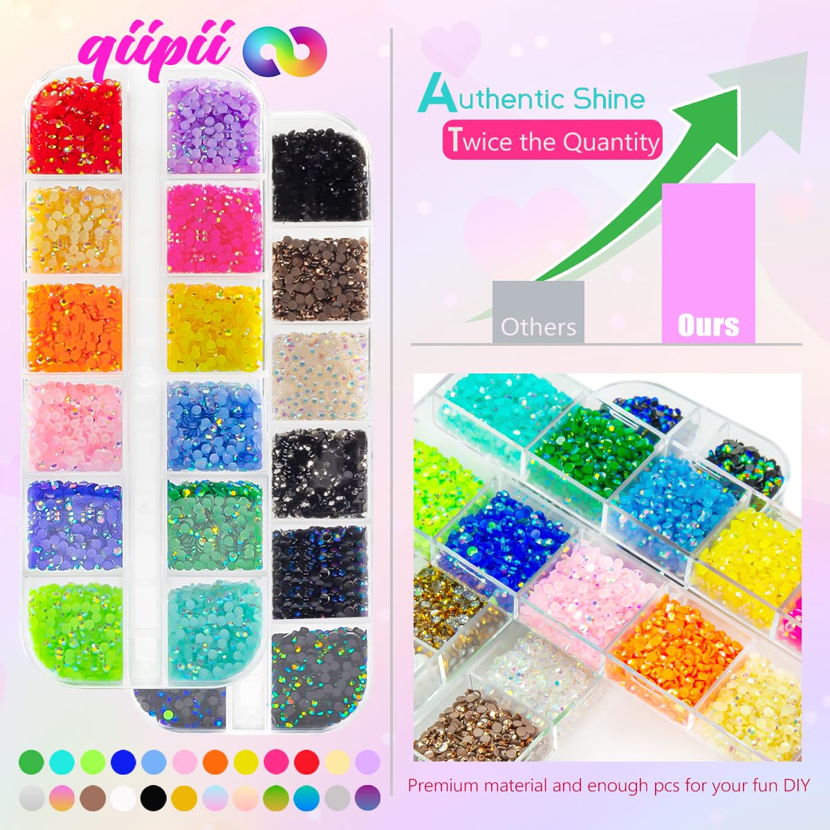 qiipii paillettes résine AB bleu 2 mm pour créations.